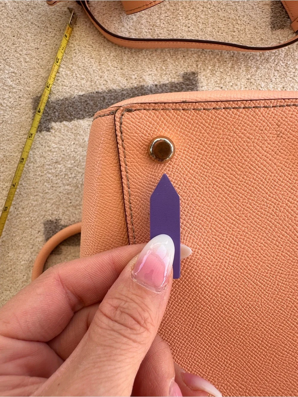 Coach Pebbled Leather Satchel in Peach Rowan 2022